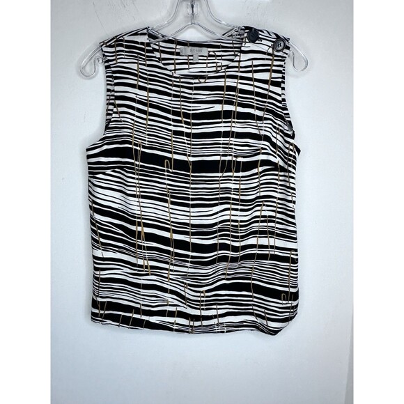 Hobbs London Black, White & Brown Classic Sleeveless Top UK 10 USA 6 SEE NOTE - Picture 4 of 10